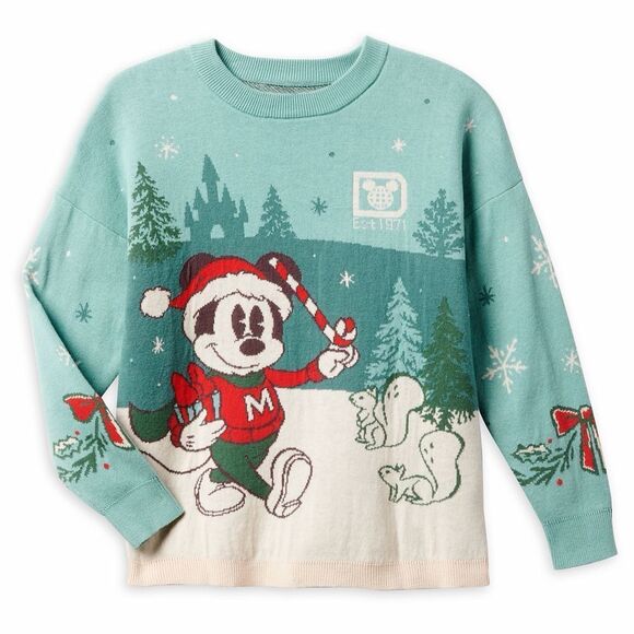 Mickey Mouse Holiday Spirit Jersey Sweater Walt Disney World Kids Size 5/6 NWT